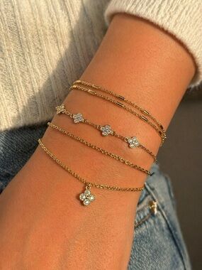 Guess Gold-Tone Bracelet Set with Cubic Zirconia Flowers